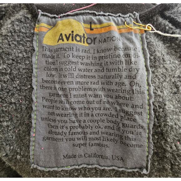 AVIATOR NATION NWT Artist Collection Pink Splatter Paint Cropped Sweatshirt Sz L - Picture 10 of 16